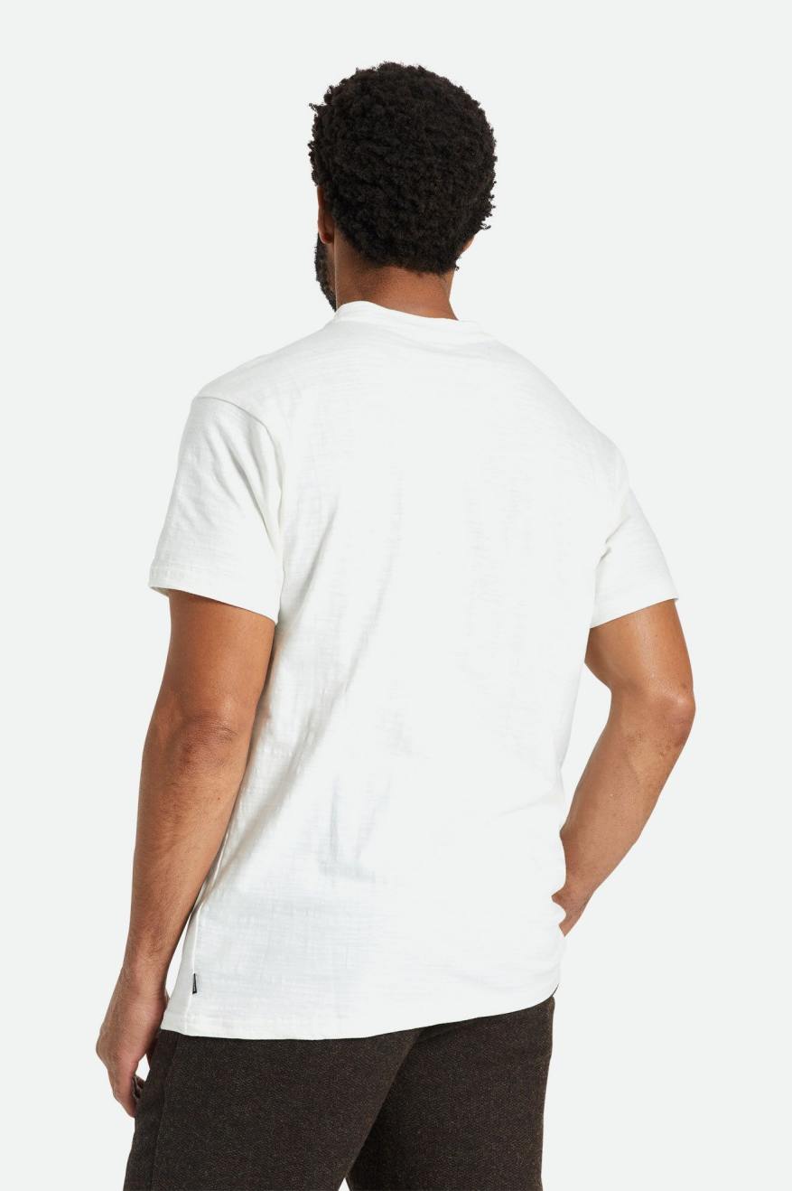 White Brixton Basic Slub S/S Henley Men's Tops | 201567ZGI