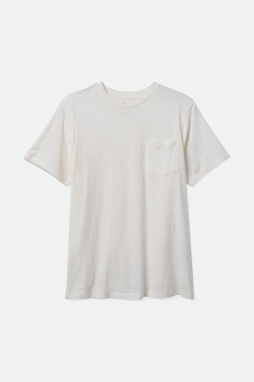 White Brixton Basic Slub S/S Pocket Men's Tops | 461835STA