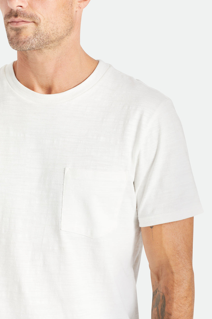 White Brixton Basic Slub S/S Pocket Men's Knitwear | 895720CVB