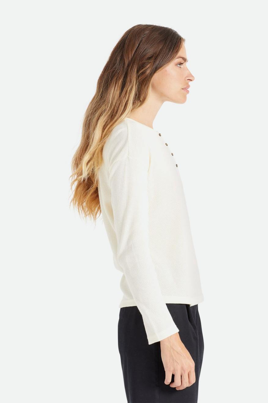 White Brixton Monty L/S Henley Women's Tops | 576340CJR