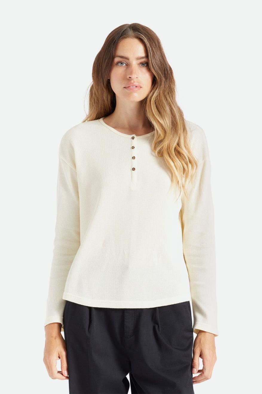 White Brixton Monty L/S Henley Women\'s Tops | 576340CJR