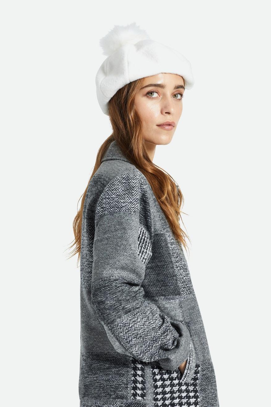 White Brixton Natalie Oversized Pom Beret Women's Hats | 345082NAG