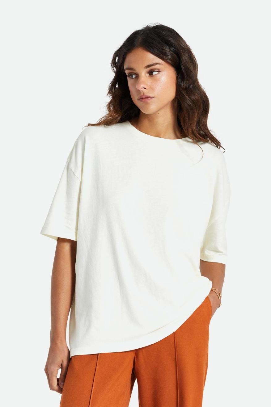 White Brixton Oversized Boyfriend Tee Women's Tops | 583729XFA